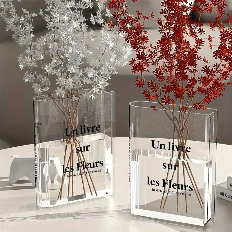 Clear Book Vase Aesthetic Acrylic Vase Unique Flower Vase