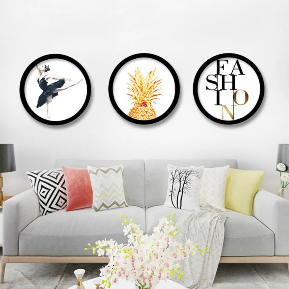 Round Photo Frame DIY Wooden Wall Mounted Hanging Picture Frame