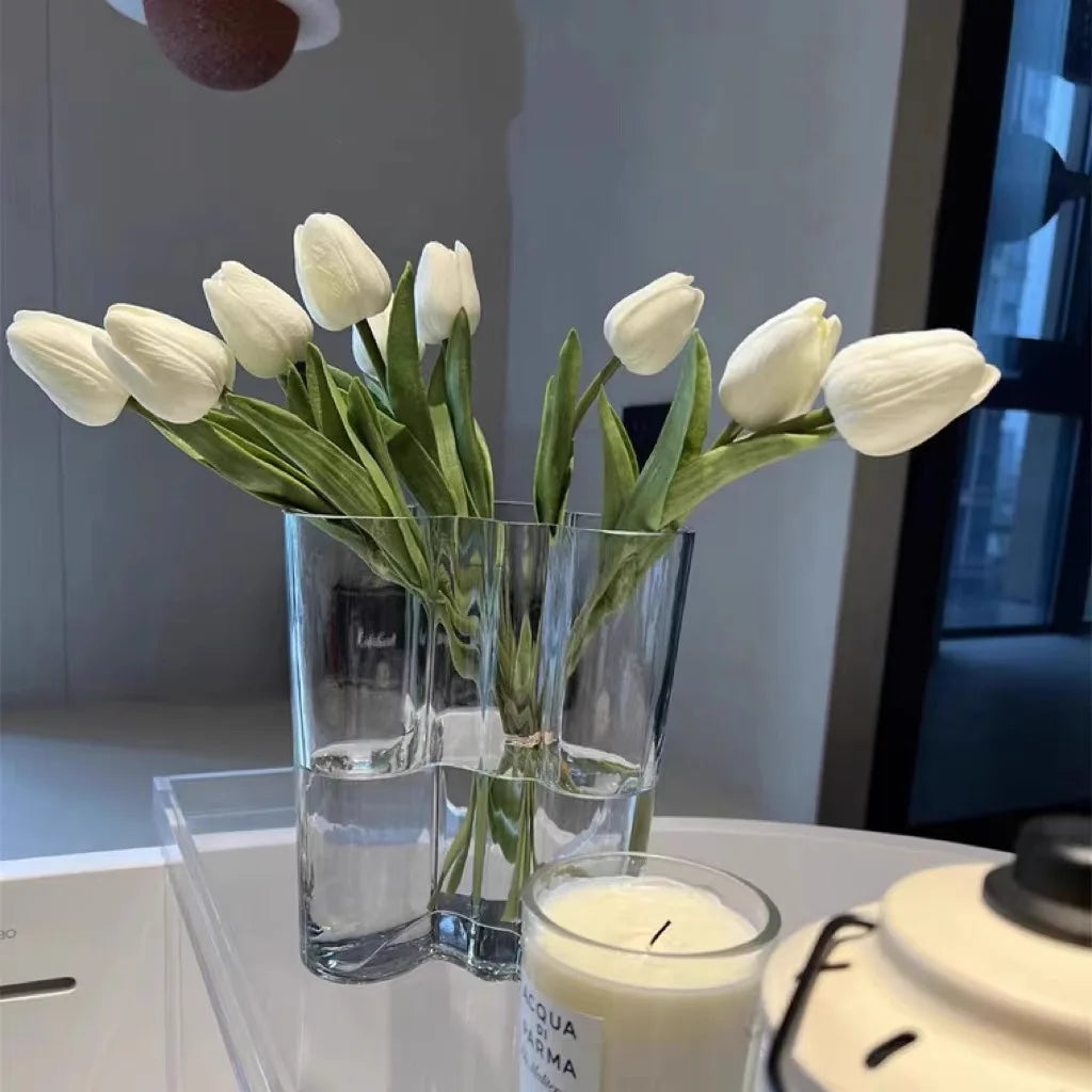 Green Glass Vase Modern Styel Transparent Flower Vase Floral