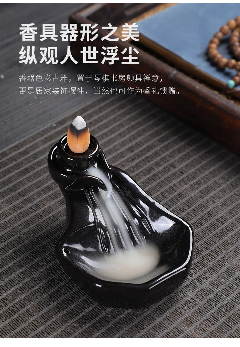 burner ceramic crafts aromatherapy burner bergamot tower incense burner Reflux incense burner alpine flowing water ornaments.