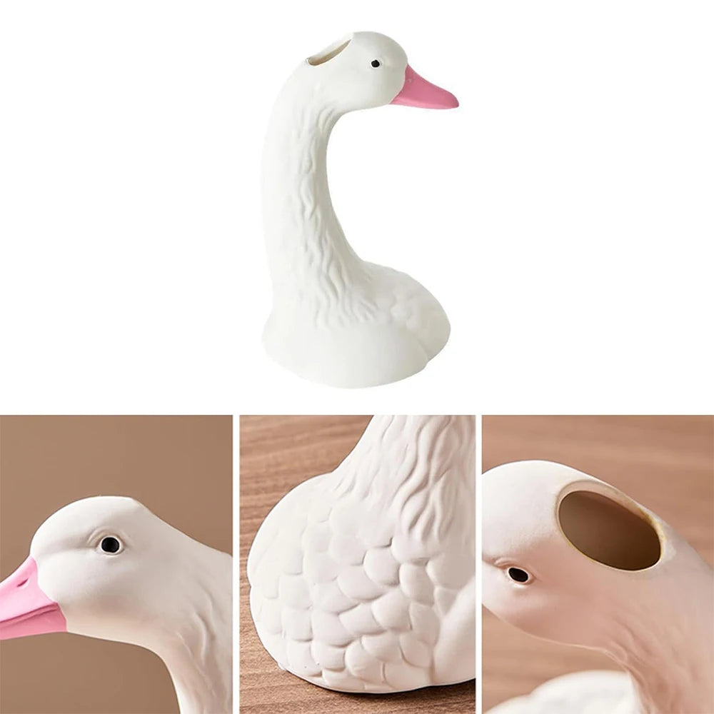 Swan Flower Vase Pink Gold Elegant Funky Design Vases Living Room