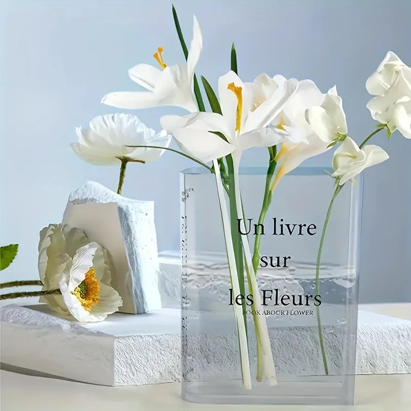 Clear Book Vase Aesthetic Acrylic Vase Unique Flower Vase