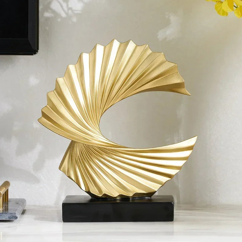 Modern Decor Abstract Sculpture Resin Sculptur Art Golden Statue