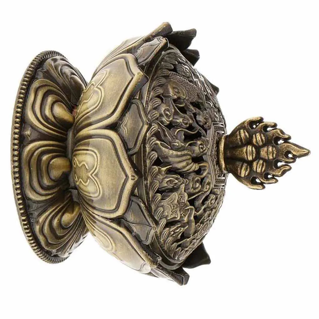 Chinese Buddha Flower Incense burner Alloy Handmade Censer for Buddhist Home Office Decoration