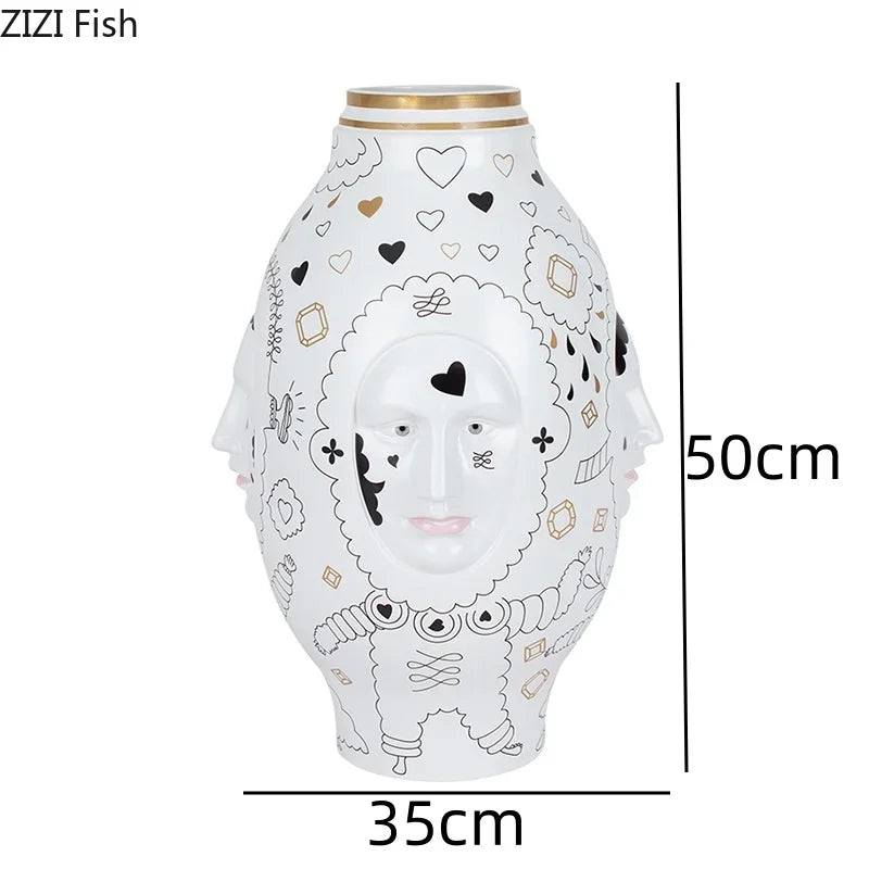 Facial Ceramic Vase Desktop Flower Arrangement Floral Organ Large Hydroponic Vase