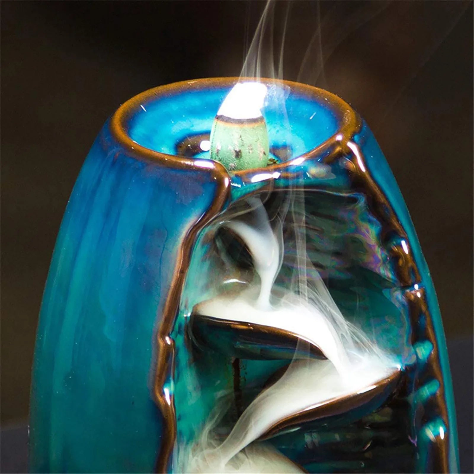 Ceramic waterfall reflux incense burner Creative home decoration Creative home living room candles romantic dining table