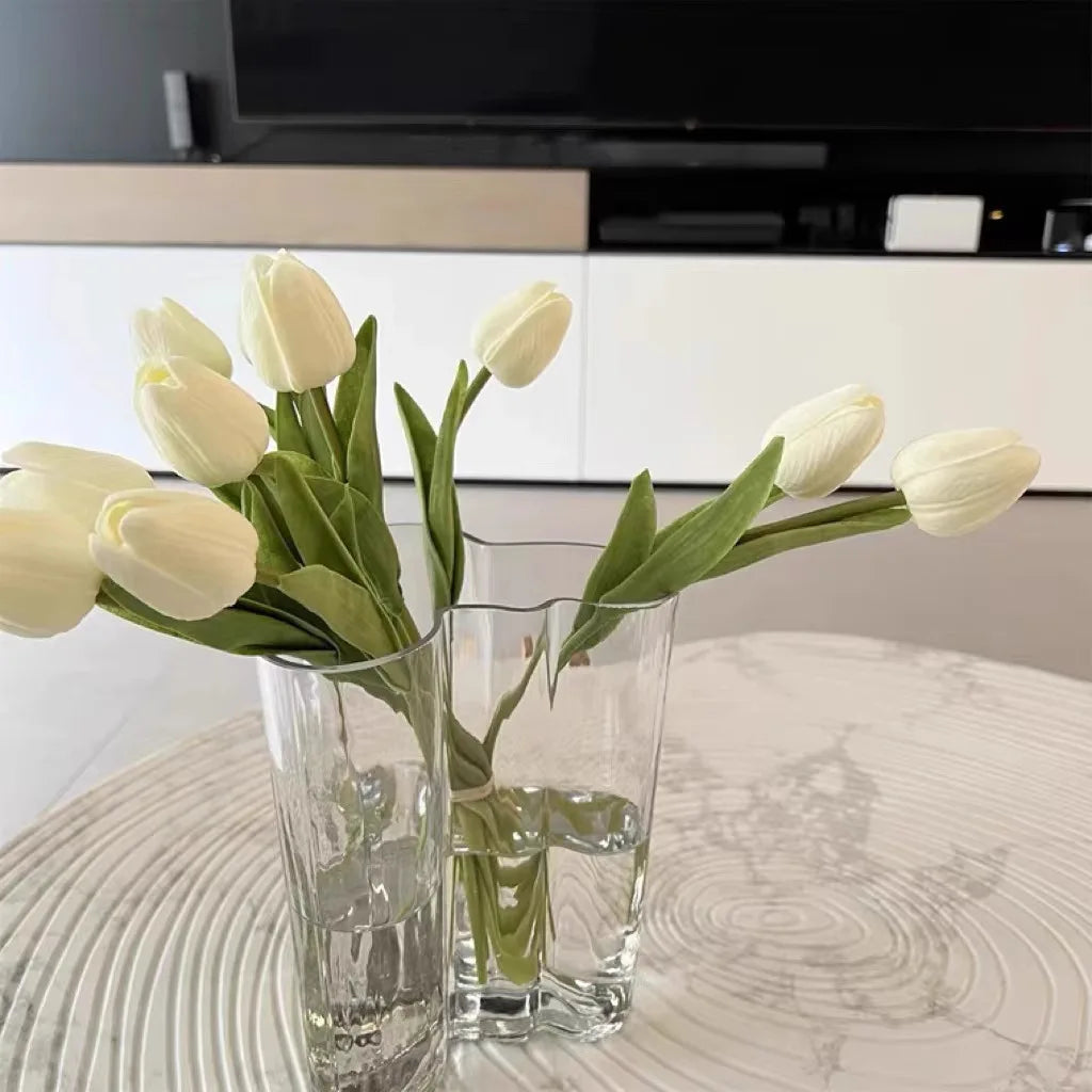 Green Glass Vase Modern Styel Transparent Flower Vase Floral