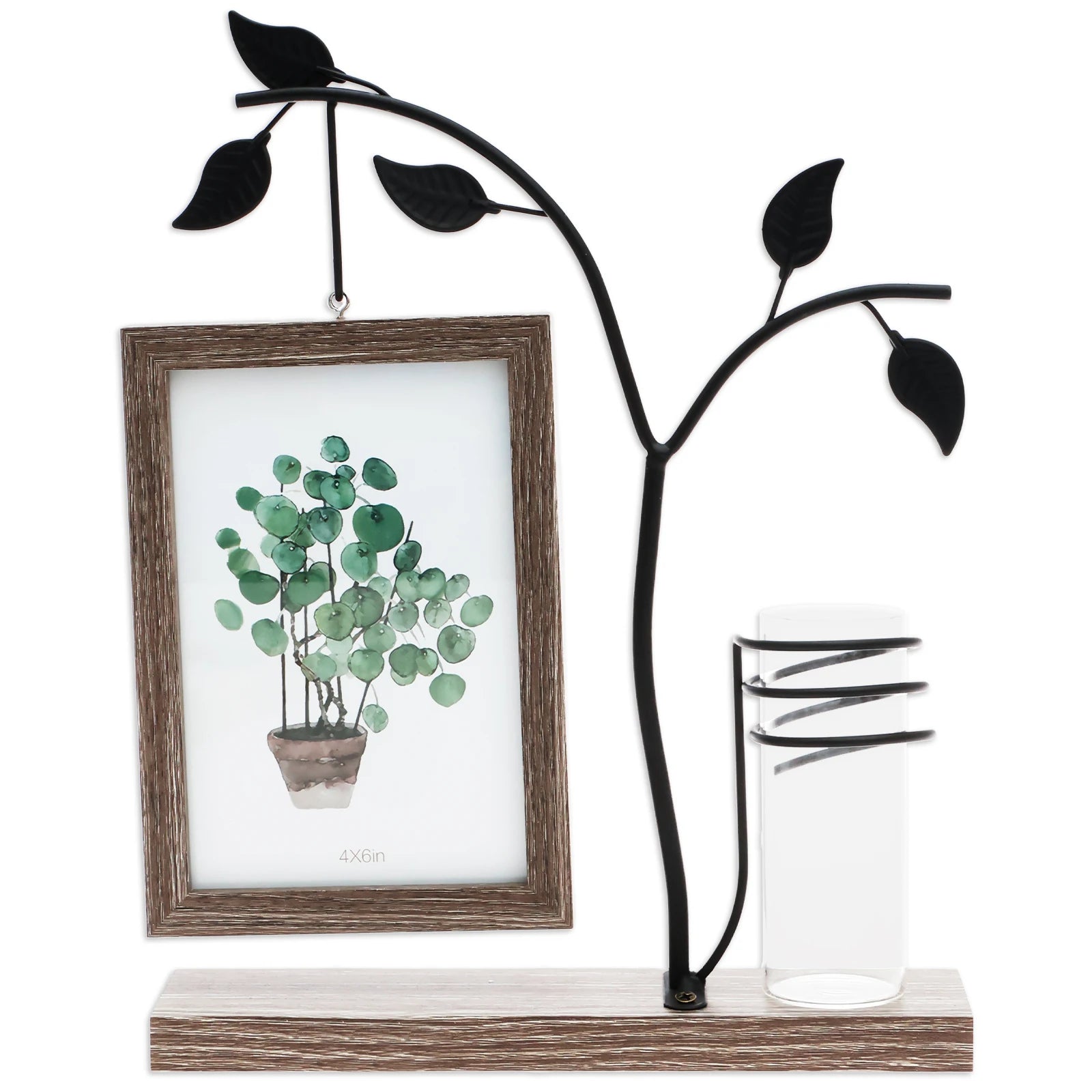 4x6 Picture Frame with Stand and Glass Vase for Flowers