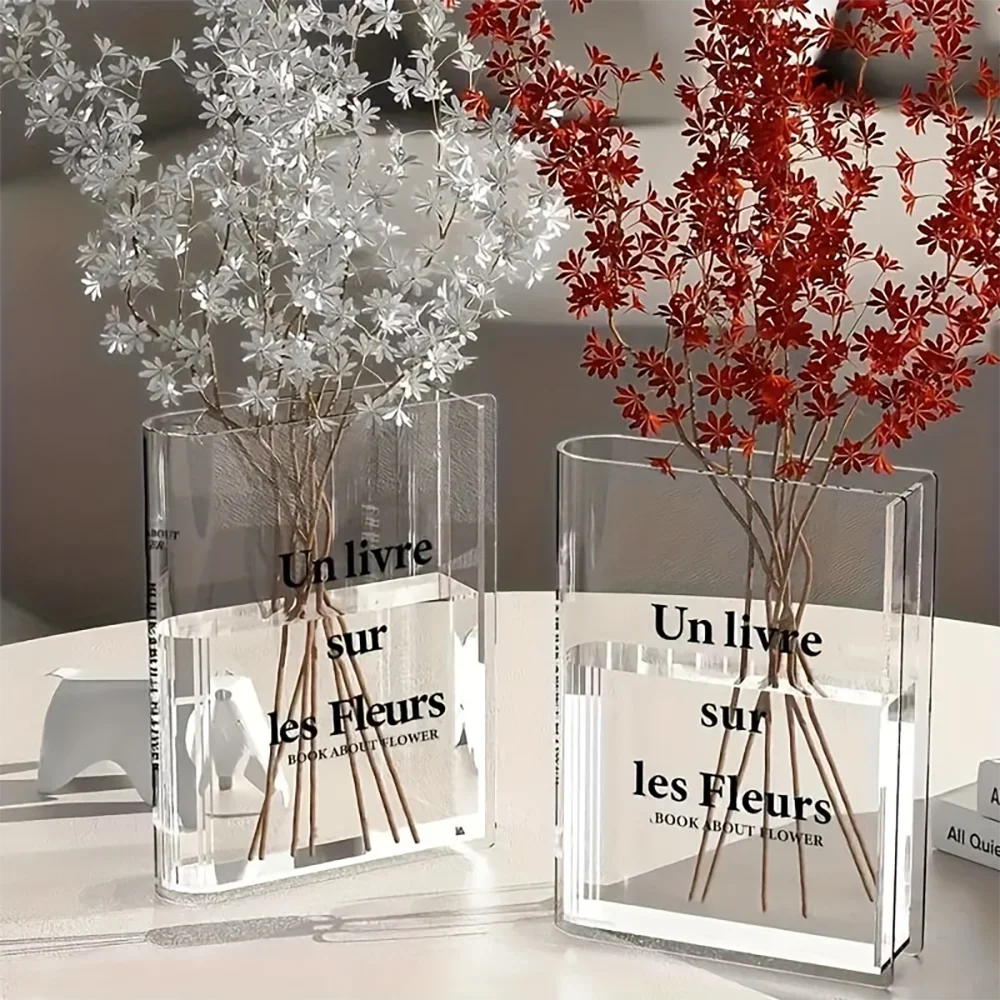 Clear Book Vase Aesthetic Acrylic Vase Unique Flower Vase