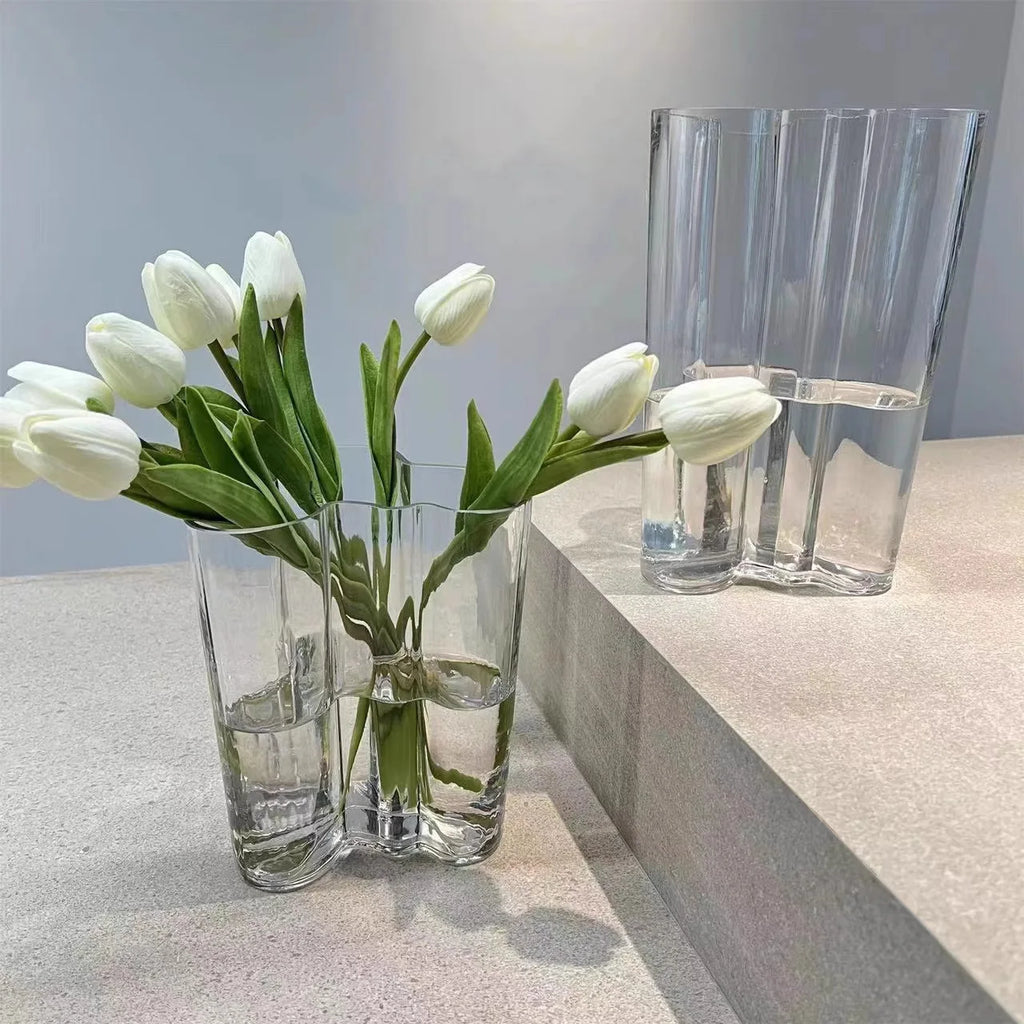 Green Glass Vase Modern Styel Transparent Flower Vase Floral