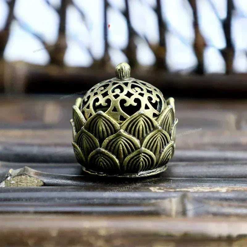 Buddhist Utensils Incense Burner Lotus Incense Censer Archaic Copper Alloy Sandalwood House Furnishings Home Office Decoration