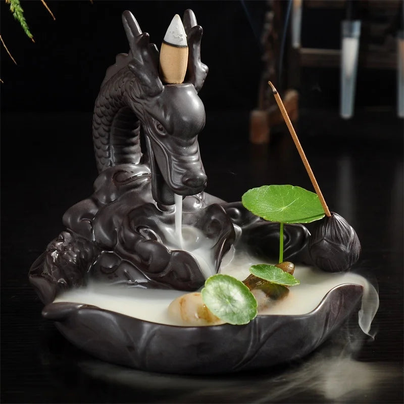 Retro Handmade Ceramic Backflow Incense Burner Home Decor Incense Holder Buddhist Crafts wihtout Incense Cones