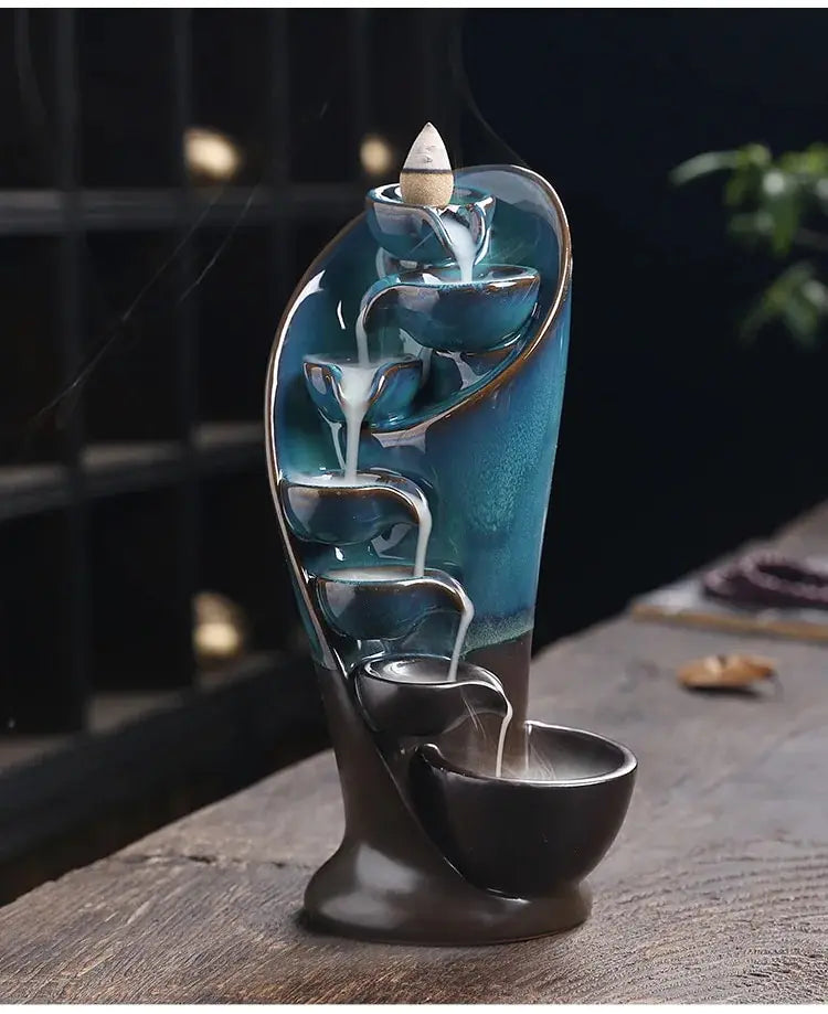 Ceramic Waterfall Incense Burner, Waterfall Incense Burner Holder,
