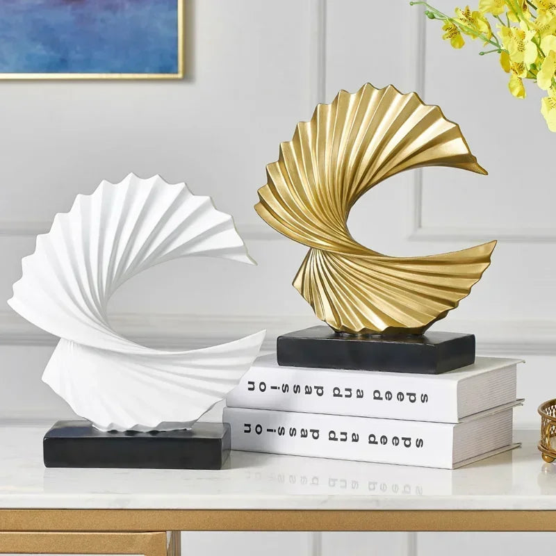Modern Decor Abstract Sculpture Resin Sculptur Art Golden Statue