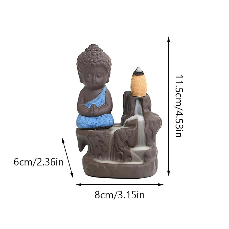 Creative Incense Burner Smoke Waterfall The Little Monk Small Buddha Incense Burner