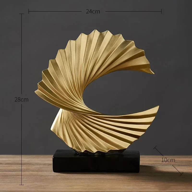 Modern Decor Abstract Sculpture Resin Sculptur Art Golden Statue