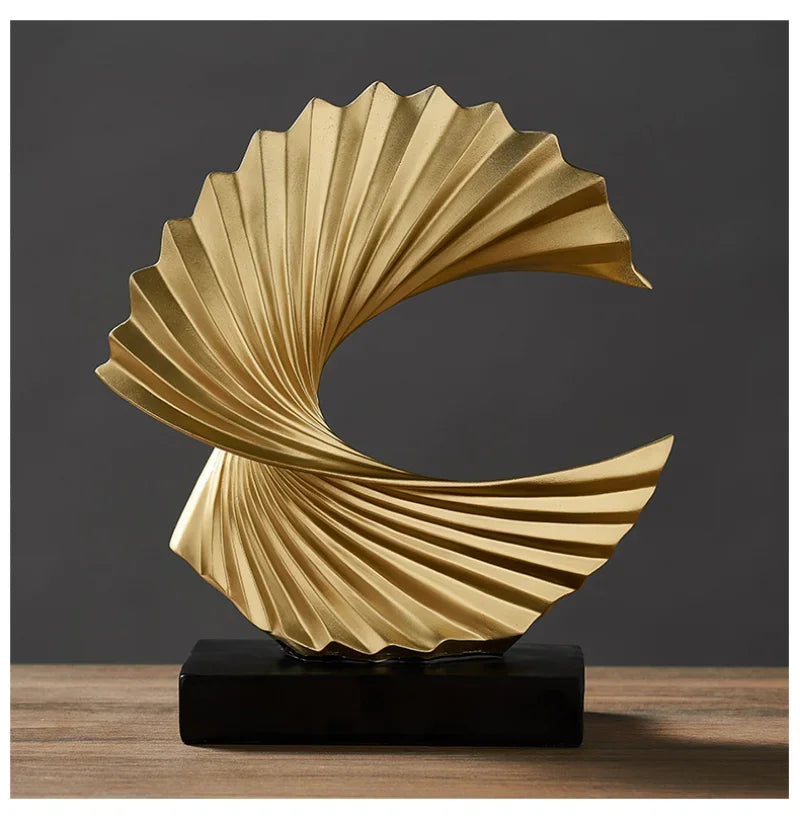Modern Decor Abstract Sculpture Resin Sculptur Art Golden Statue