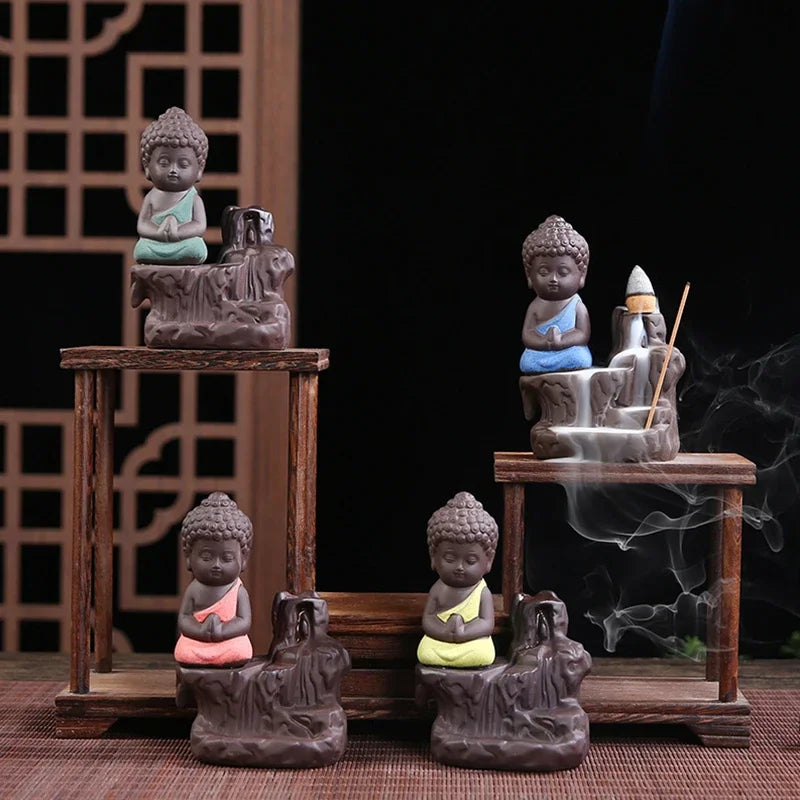 Creative Incense Burner Smoke Waterfall The Little Monk Small Buddha Incense Burner