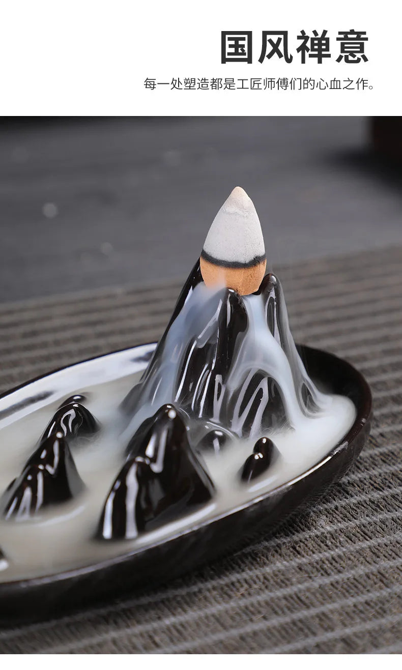 burner ceramic crafts aromatherapy burner bergamot tower incense burner Reflux incense burner alpine flowing water ornaments.