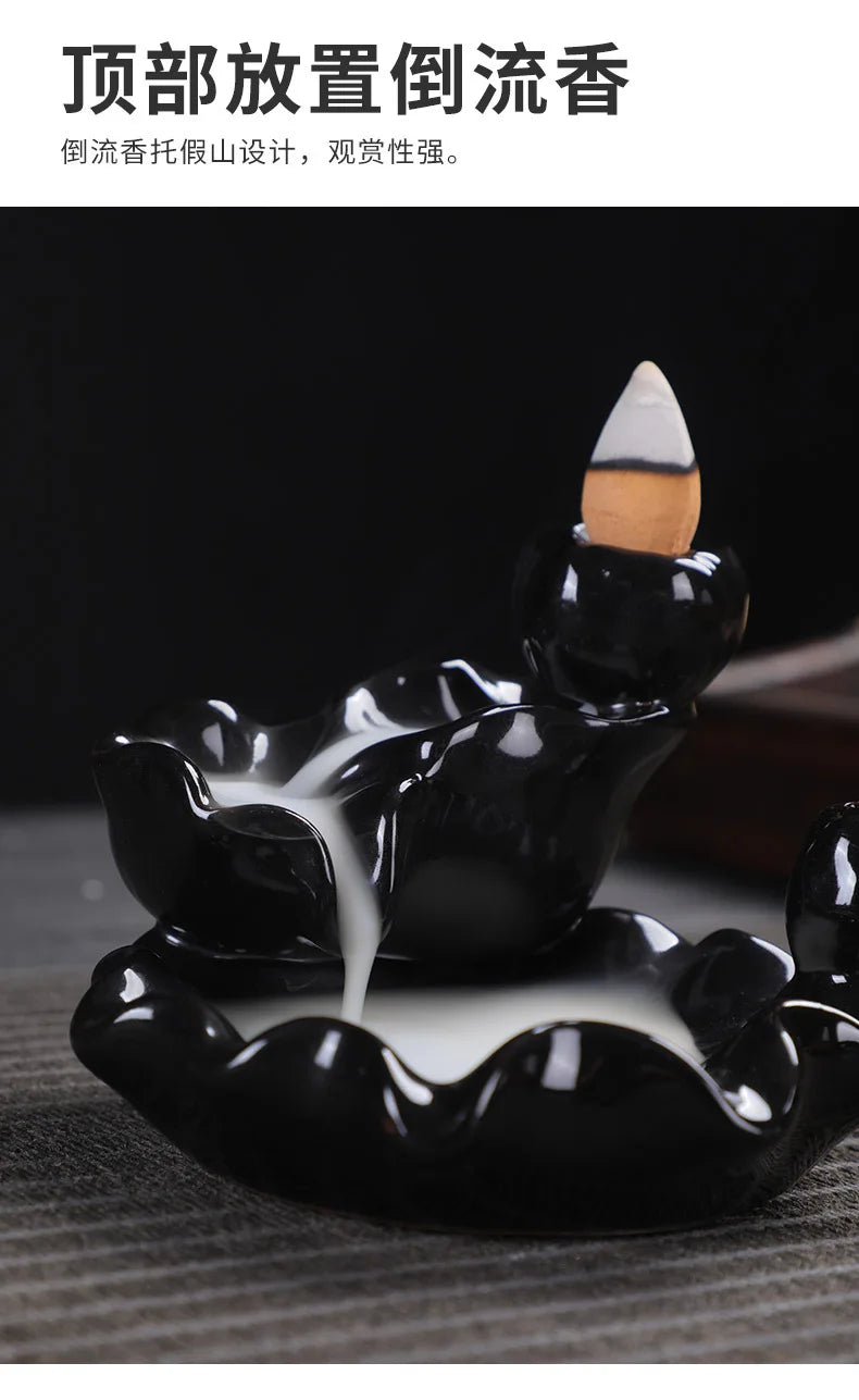 burner ceramic crafts aromatherapy burner bergamot tower incense burner Reflux incense burner alpine flowing water ornaments.