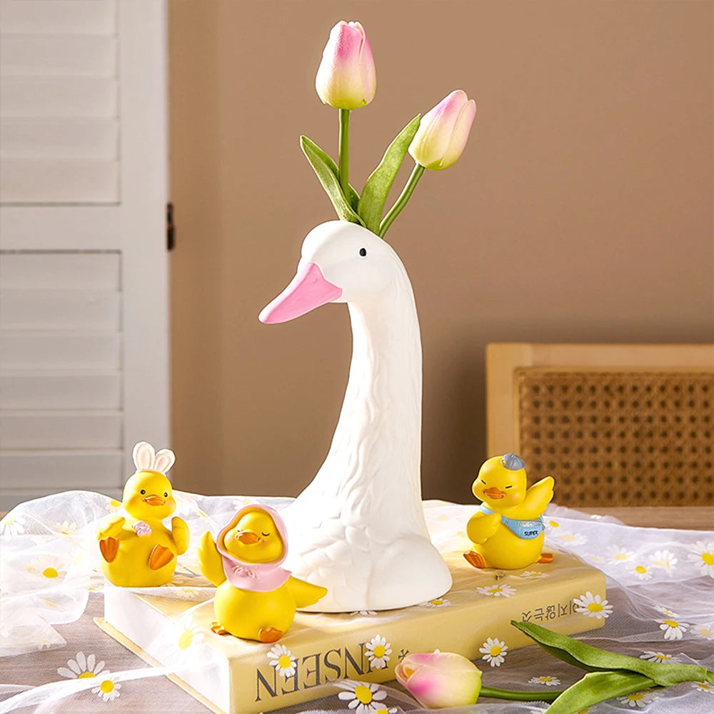 Swan Flower Vase Pink Gold Elegant Funky Design Vases Living Room
