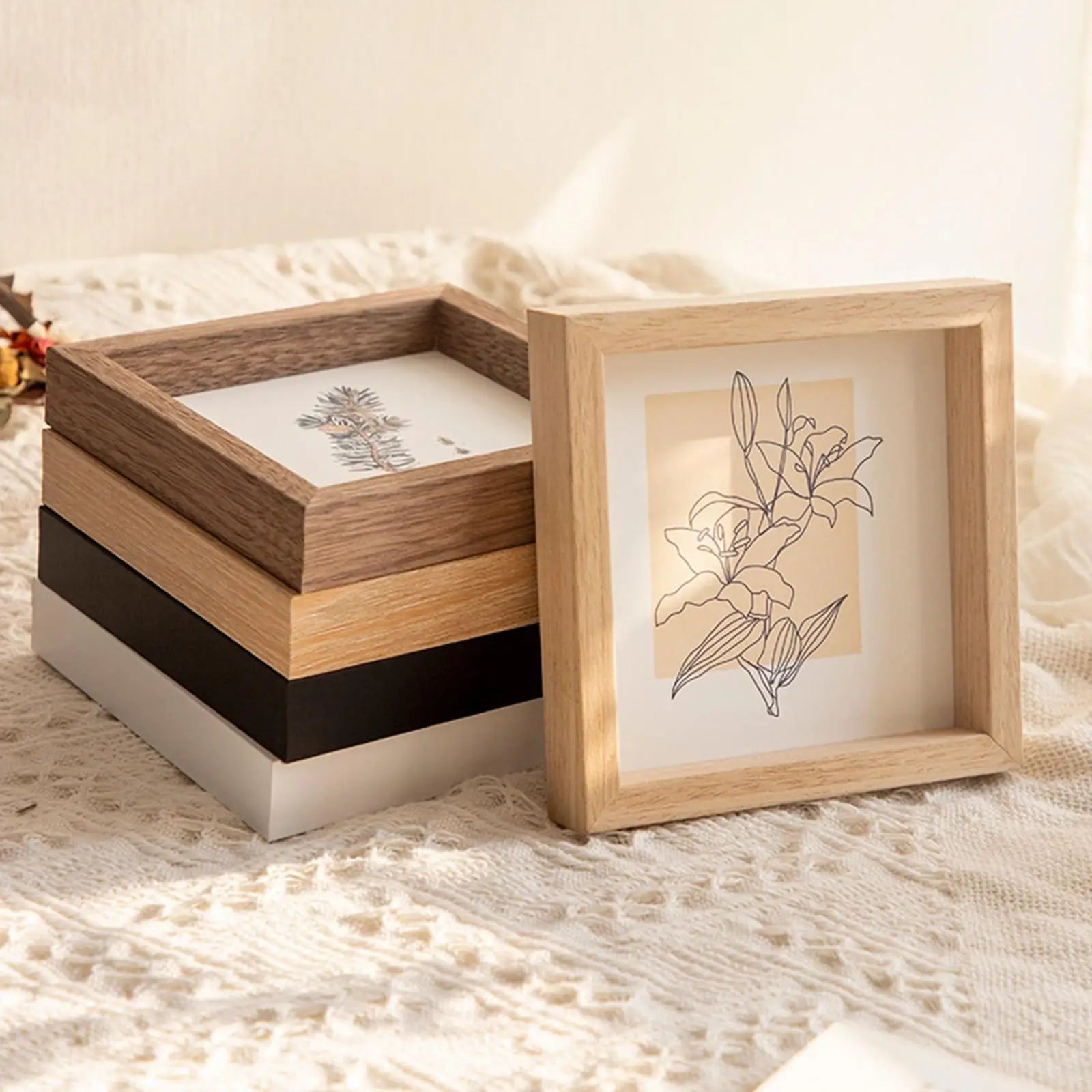 Photo Frame Decorative Wooden Desktop and Wall for Living Room Bedroom