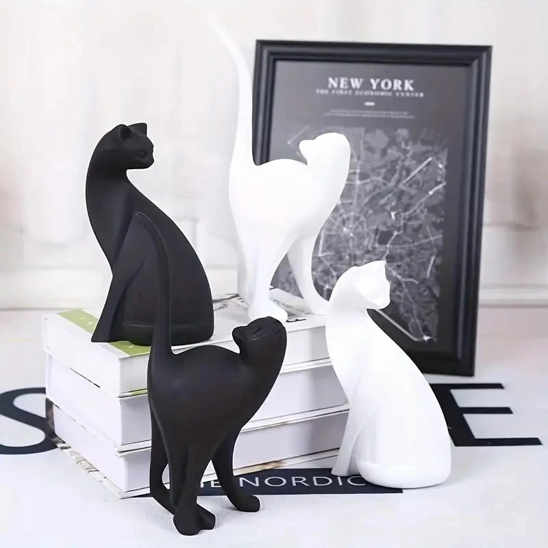 Resin Couples Cat Statues for Home Decorations Animal Figurine
