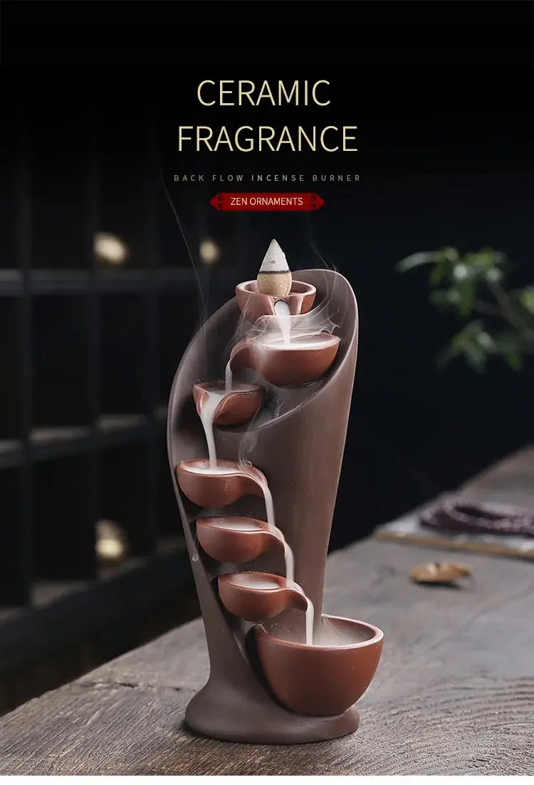 Ceramic Waterfall Incense Burner, Waterfall Incense Burner Holder,