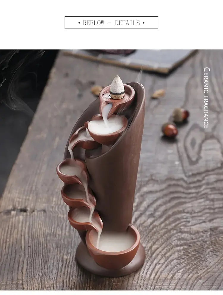 Ceramic Waterfall Incense Burner, Waterfall Incense Burner Holder,