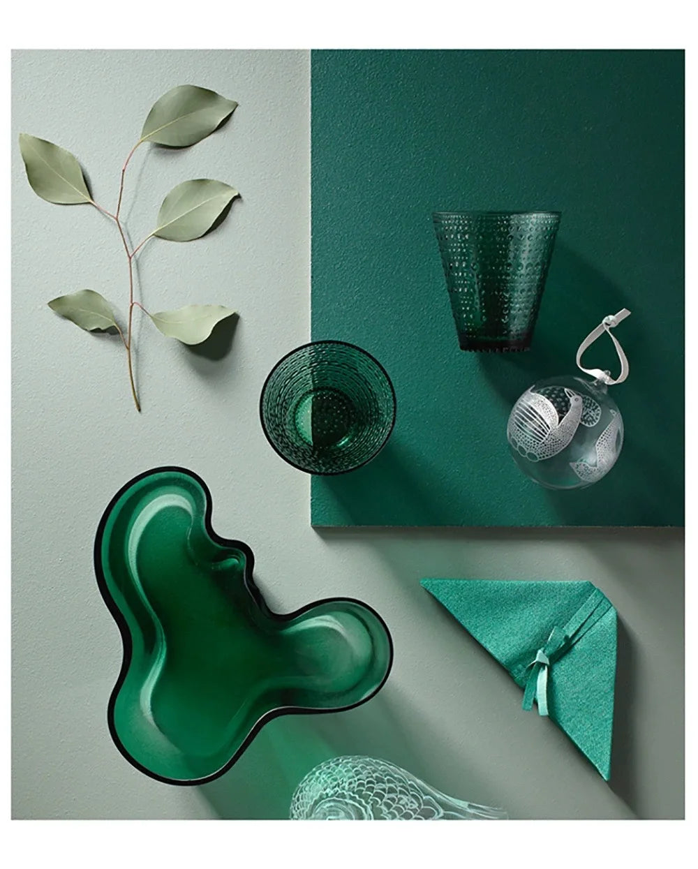 Green Glass Vase Modern Styel Transparent Flower Vase Floral