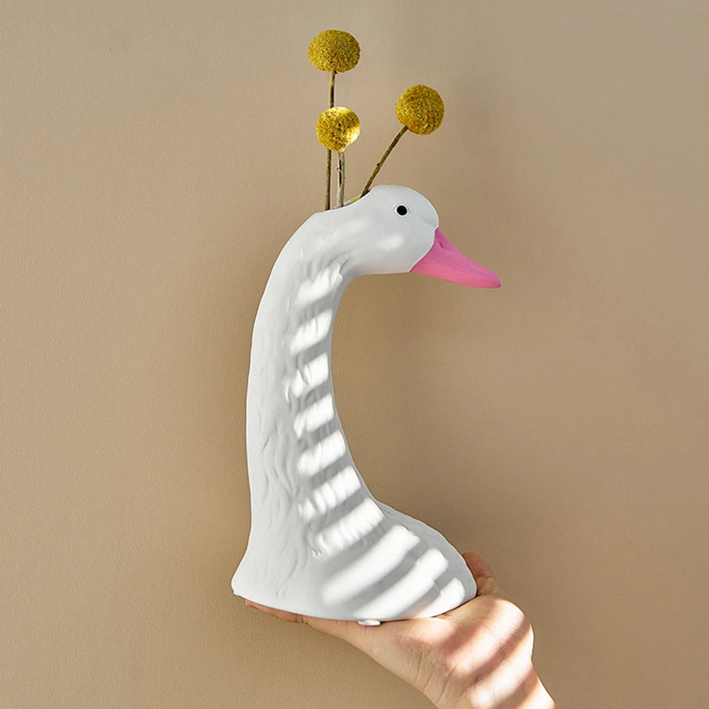 Swan Flower Vase Pink Gold Elegant Funky Design Vases Living Room