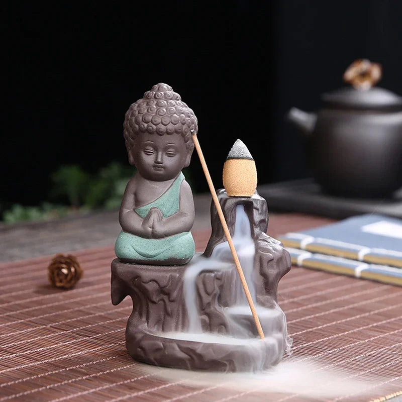 Creative Incense Burner Smoke Waterfall The Little Monk Small Buddha Incense Burner