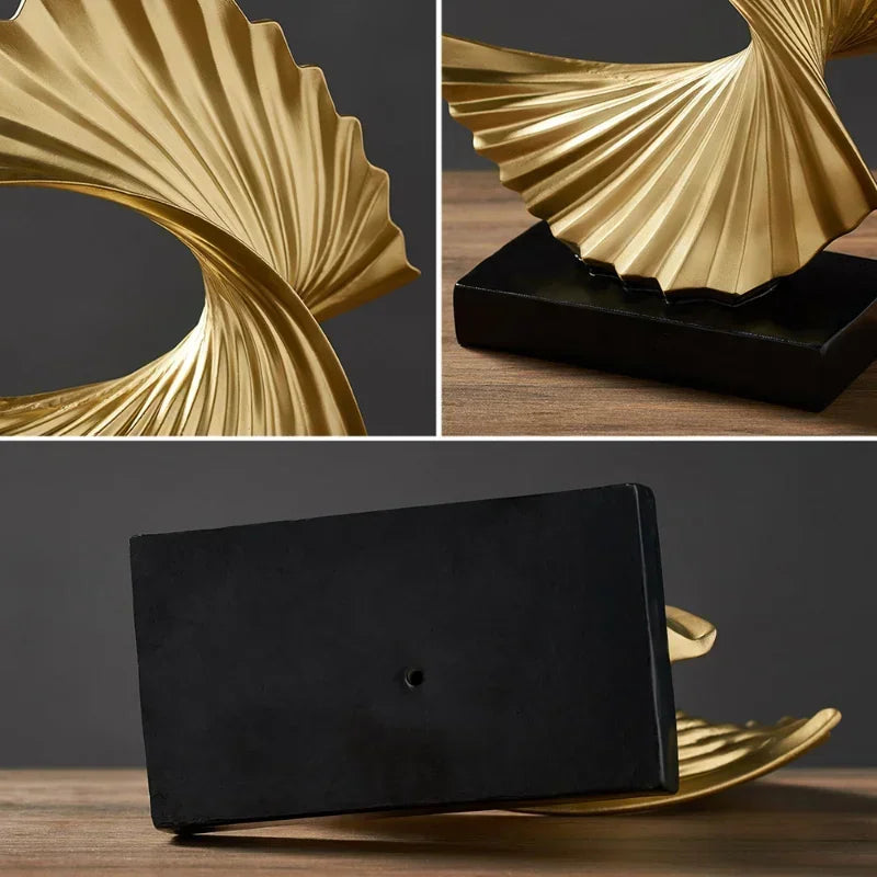 Modern Decor Abstract Sculpture Resin Sculptur Art Golden Statue