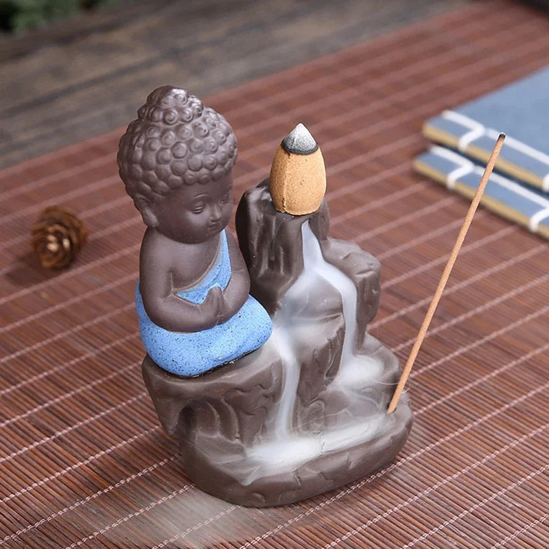 Creative Incense Burner Smoke Waterfall The Little Monk Small Buddha Incense Burner