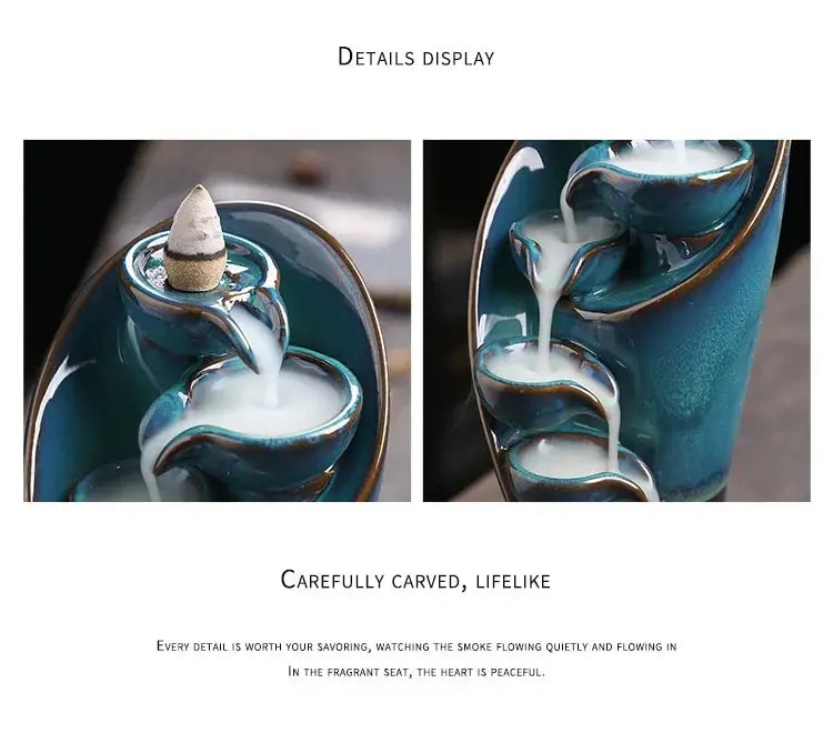 Ceramic Waterfall Incense Burner, Waterfall Incense Burner Holder,