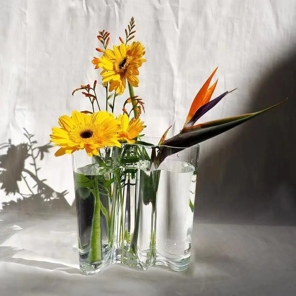 Green Glass Vase Modern Styel Transparent Flower Vase Floral
