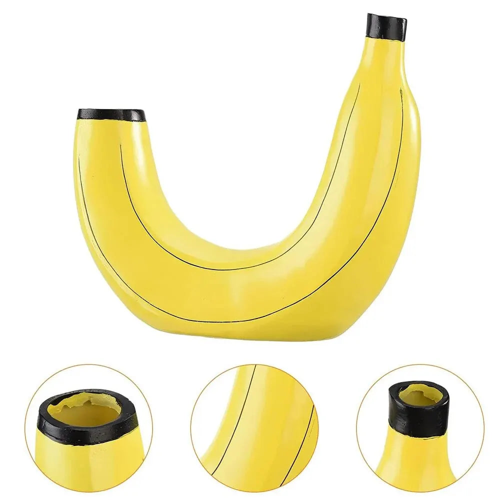 Banana Vase Resin Flower Vase Cute Banana Shape Tabletop Decorative Vase