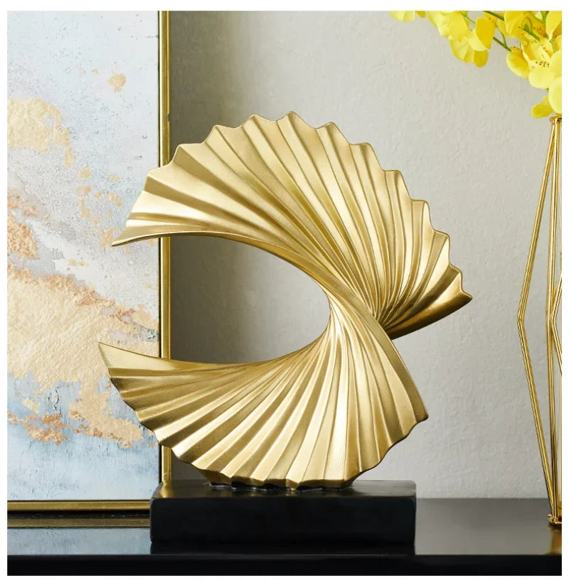 Modern Decor Abstract Sculpture Resin Sculptur Art Golden Statue