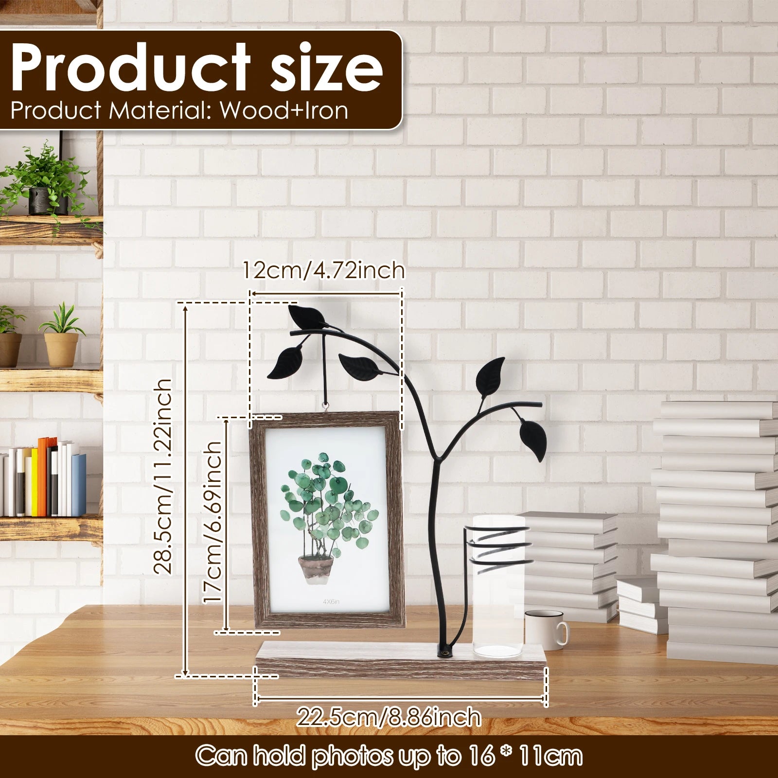 4x6 Picture Frame with Stand and Glass Vase for Flowers