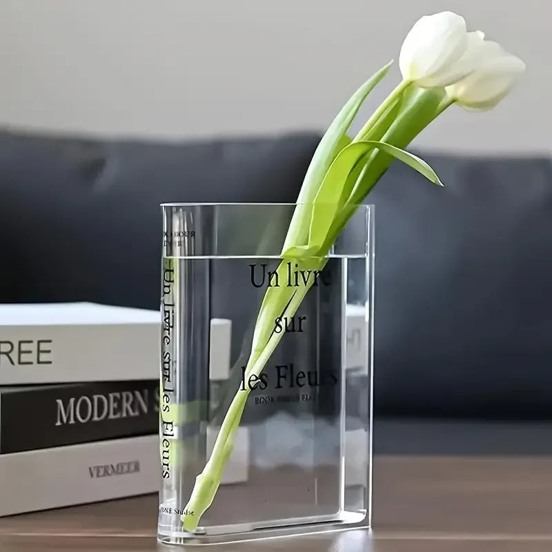 Clear Book Vase Aesthetic Acrylic Vase Unique Flower Vase