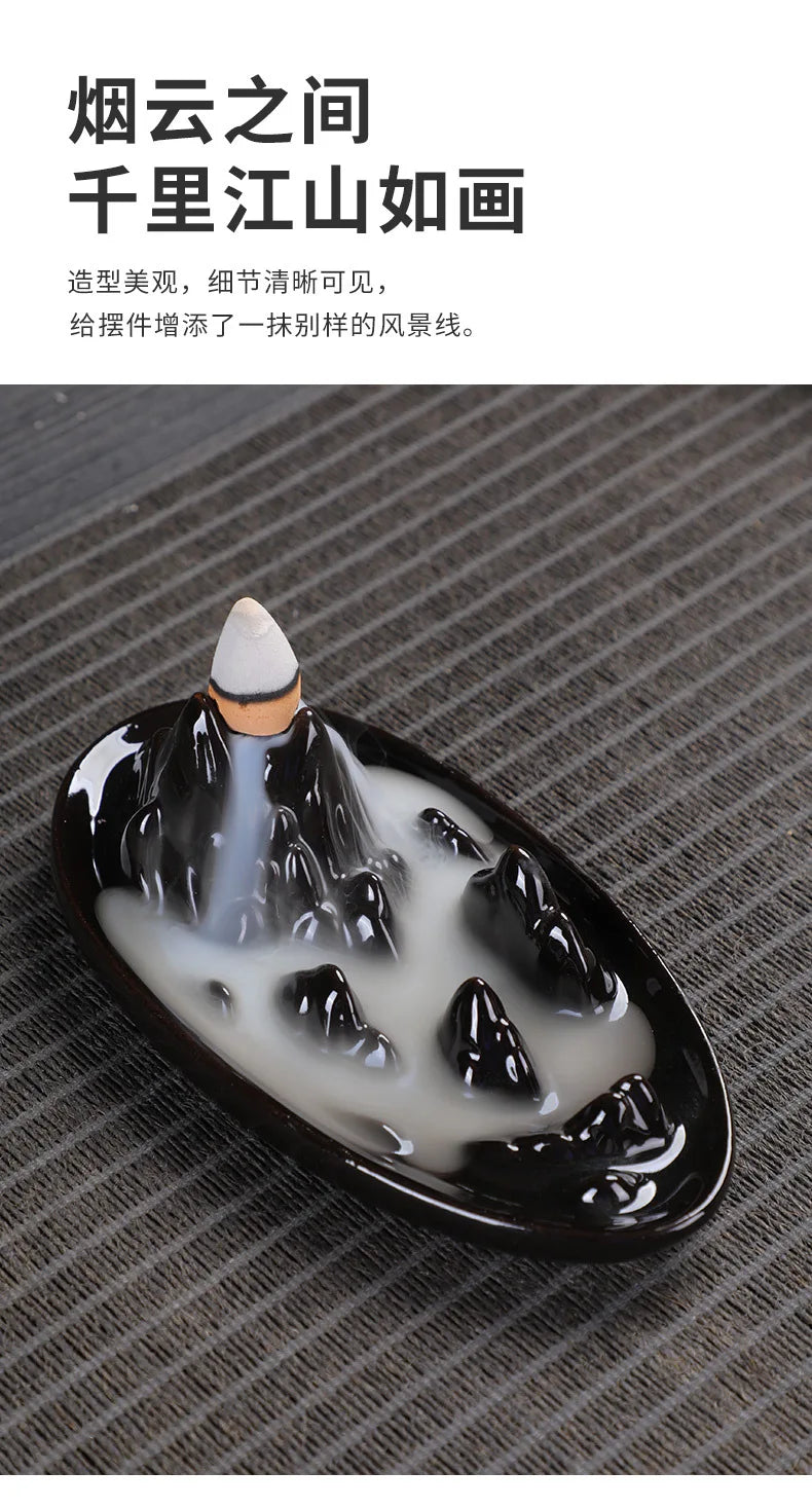 burner ceramic crafts aromatherapy burner bergamot tower incense burner Reflux incense burner alpine flowing water ornaments.