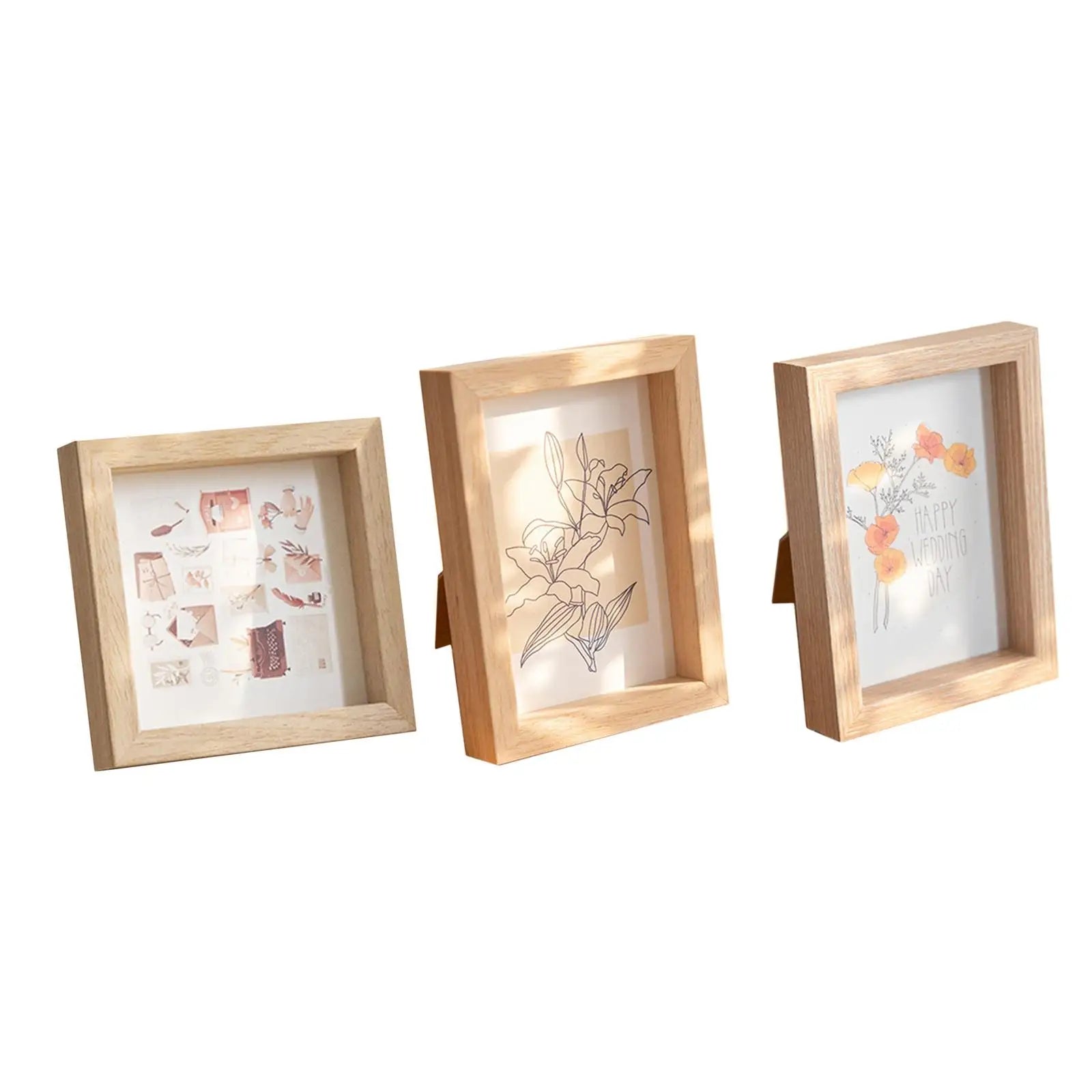 Photo Frame Decorative Wooden Desktop and Wall for Living Room Bedroom