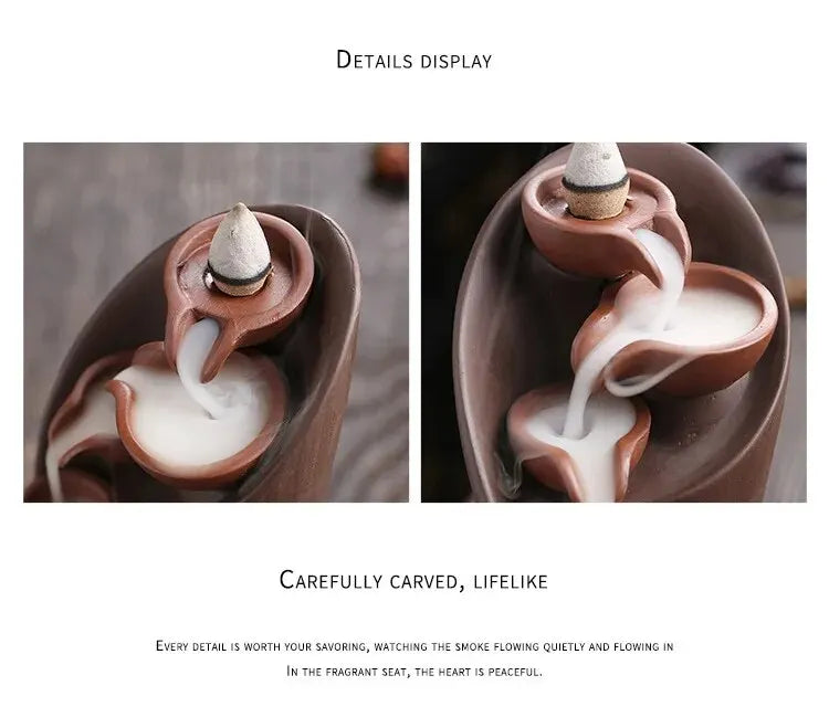 Ceramic Waterfall Incense Burner, Waterfall Incense Burner Holder,