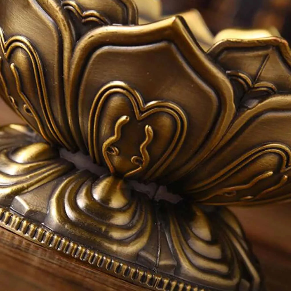 Chinese Buddha Flower Incense burner Alloy Handmade Censer for Buddhist Home Office Decoration