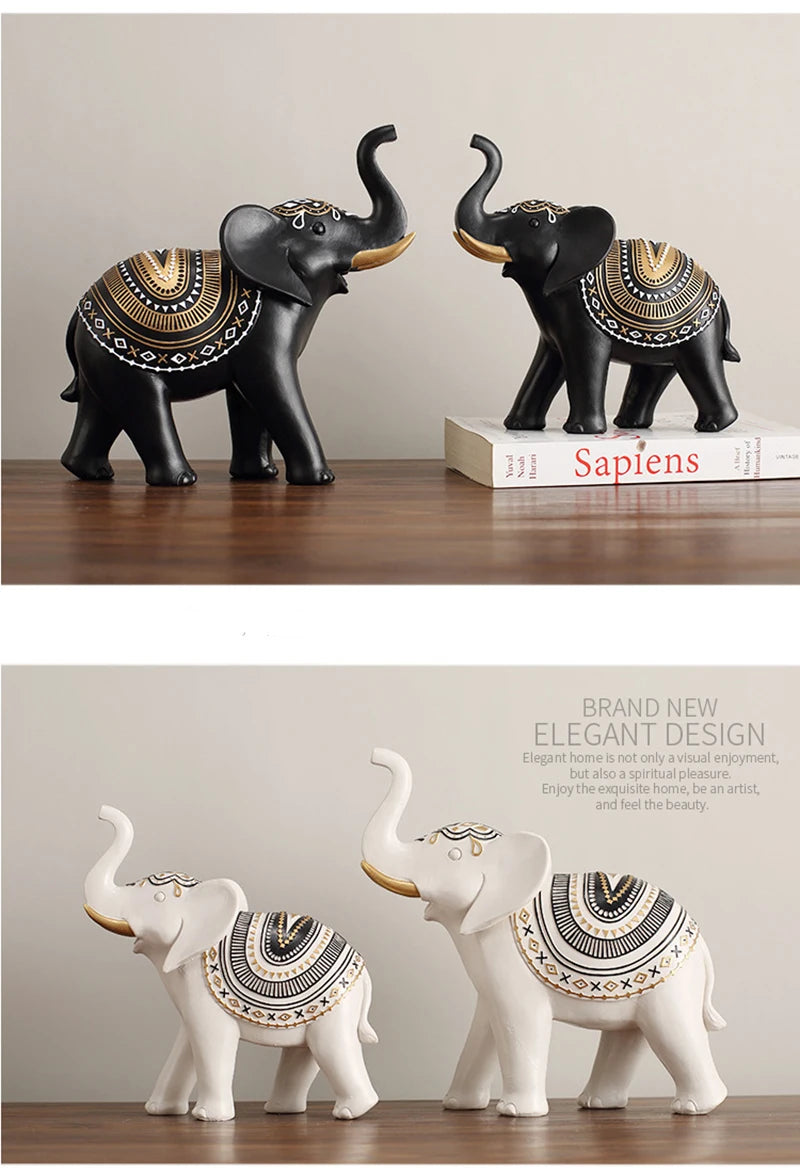 Resin Elephant Statue Elephant Figurine Sculpture Shelf Room Desk Table