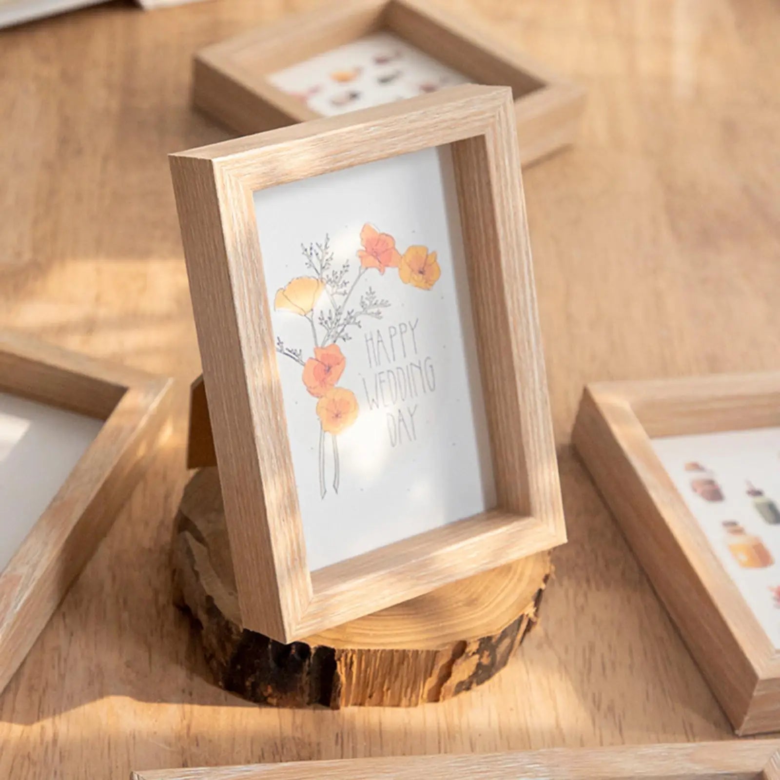 Photo Frame Decorative Wooden Desktop and Wall for Living Room Bedroom