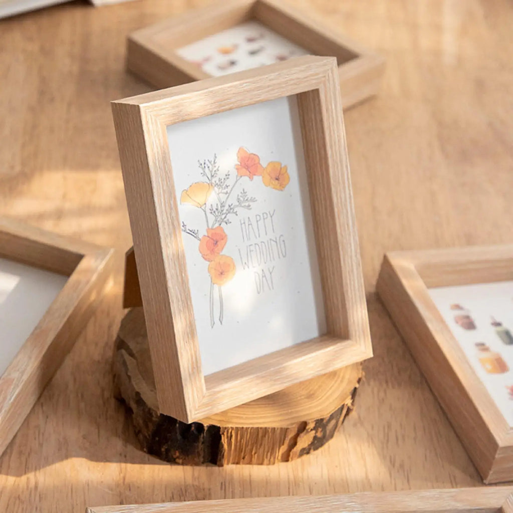 Photo Frame Decorative Wooden Desktop and Wall for Living Room Bedroom