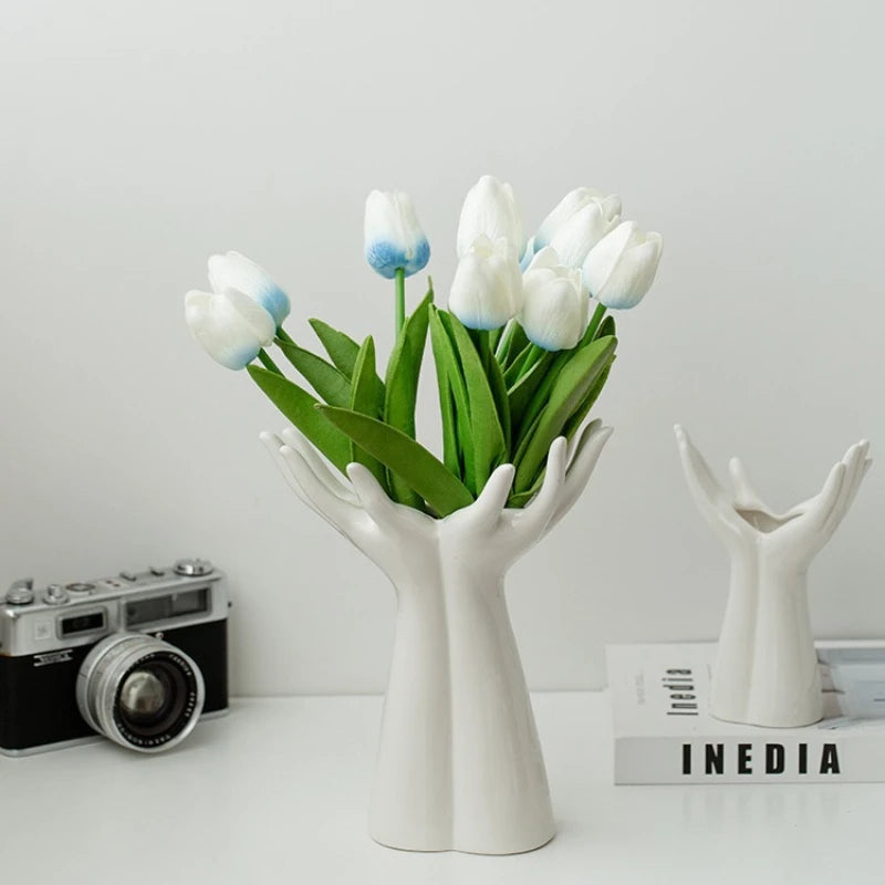 Ceramic Vase Hand Arm Palm Bouquet Flower Arrangement Accessories Flower Vase