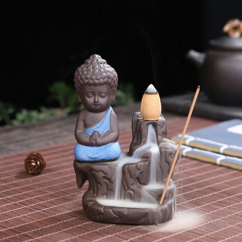 Creative Incense Burner Smoke Waterfall The Little Monk Small Buddha Incense Burner