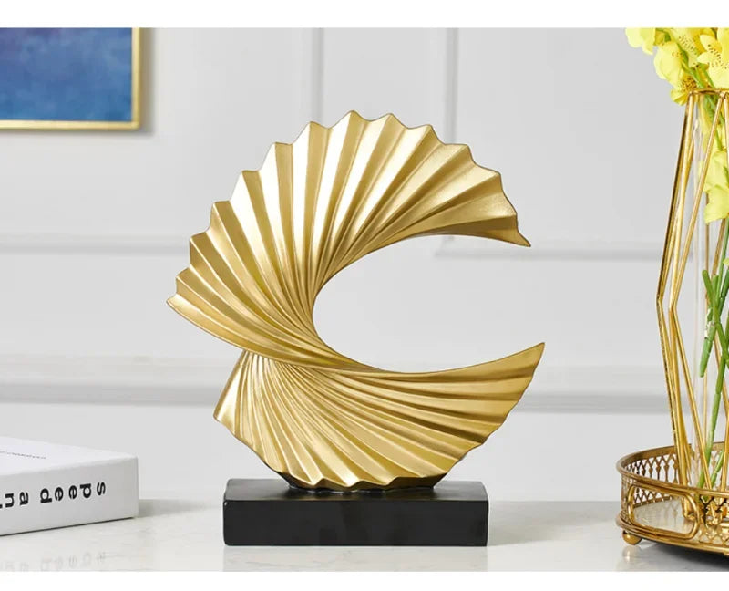 Modern Decor Abstract Sculpture Resin Sculptur Art Golden Statue